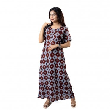 Women's Printed Cotton Nightie - ML 82135