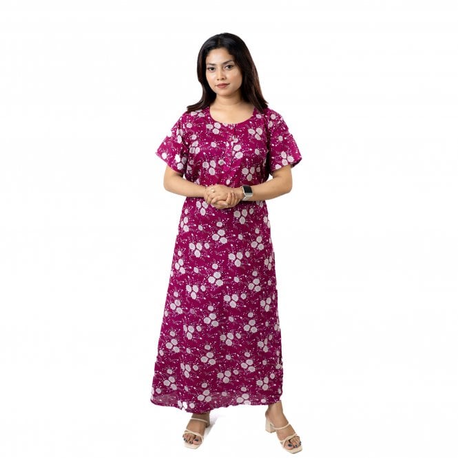 Women's Printed Cotton Nightie - ML 82145